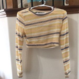 Yellow striped crop sweater